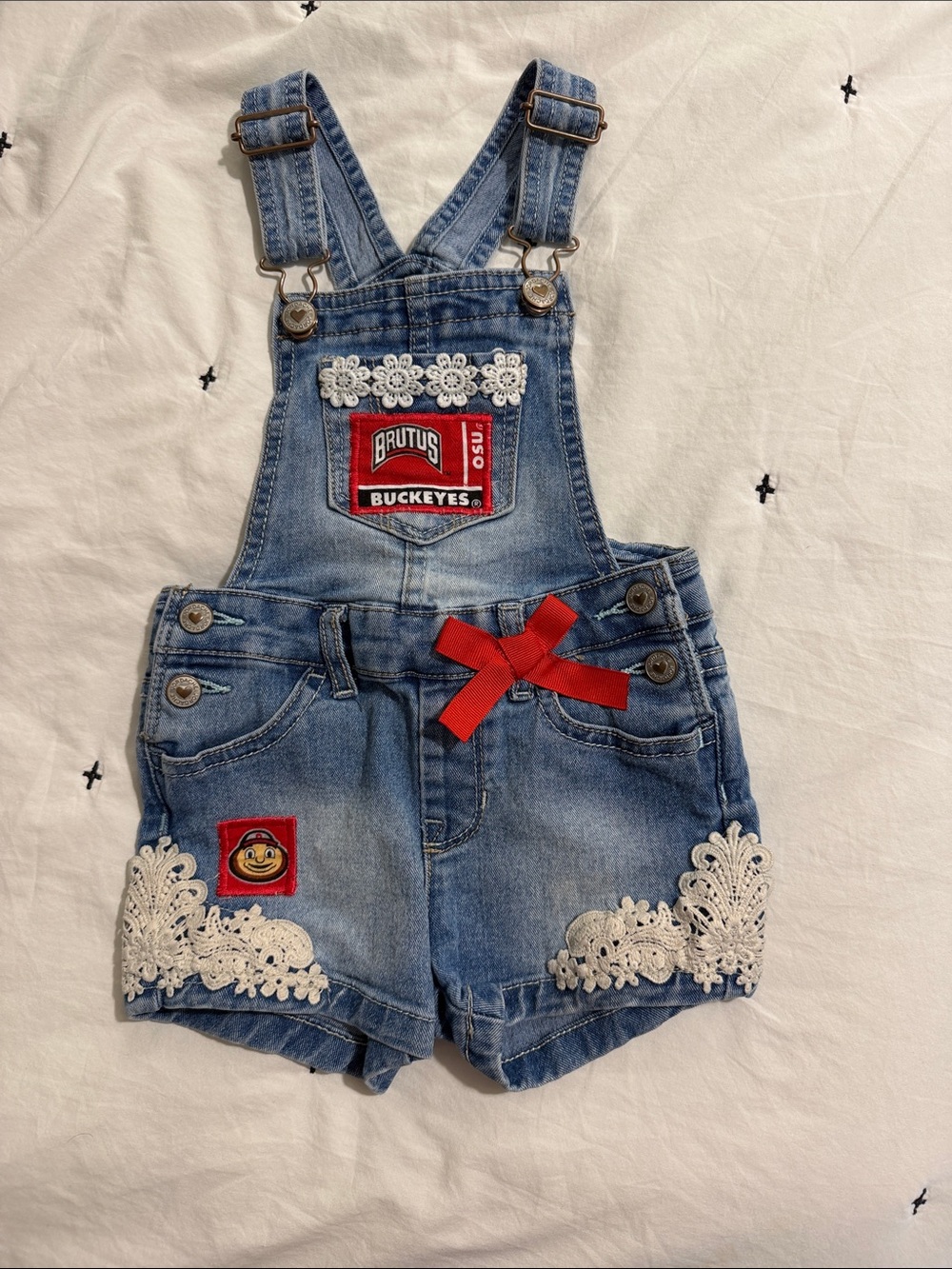 Jordache Ohio State Denim Overall Shorts